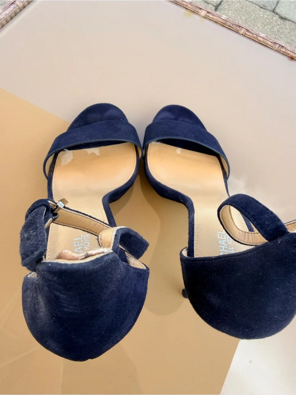Michael Kors Navy Suede Ankle-Strap Stiletto Sandal
